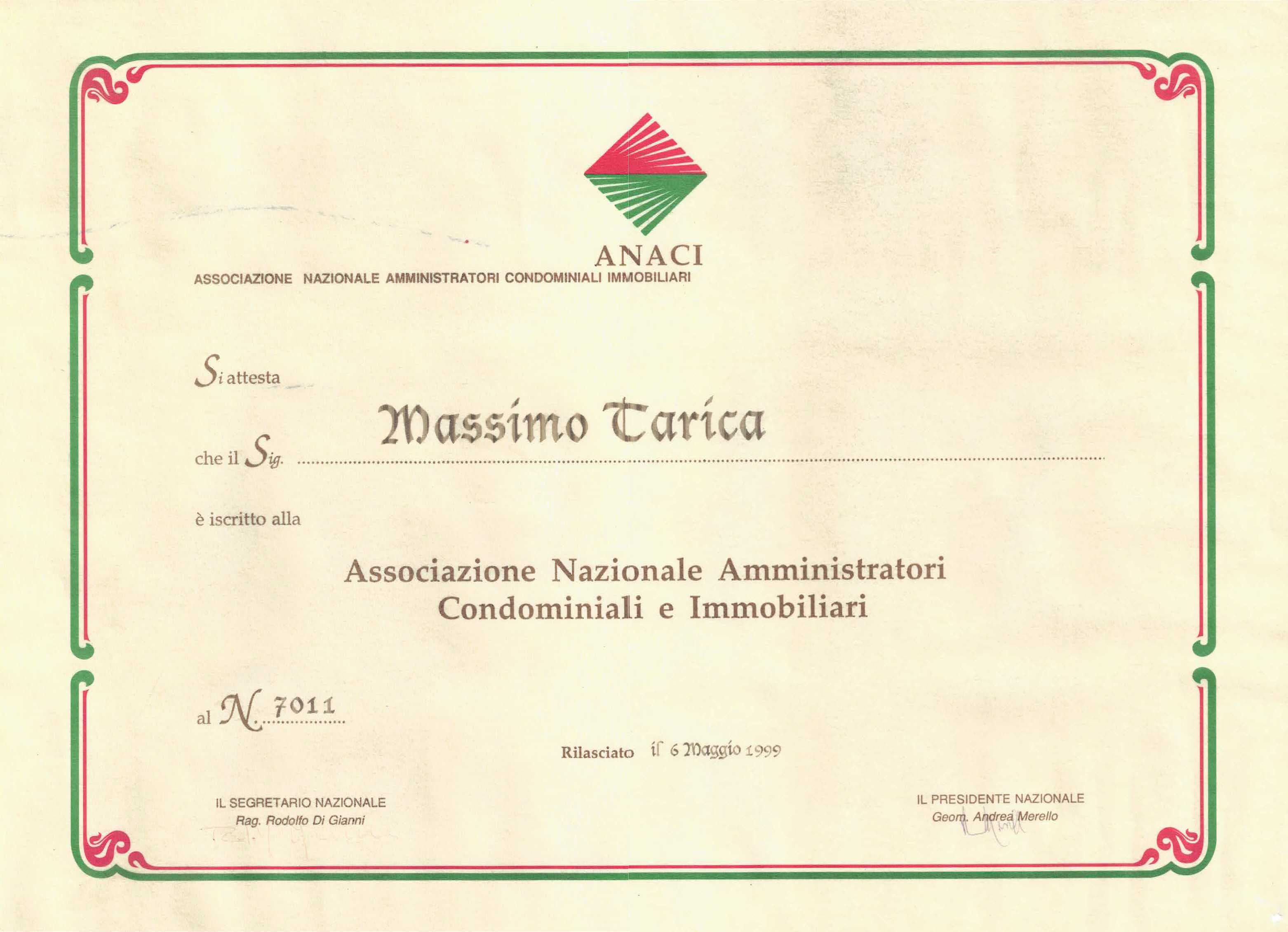 Prima iscrizione 1999